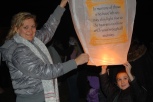 Theo and me, sending off the lantern in memory of my Mom and Dad, the grandparents he never knew. Photo by Don Neilson.